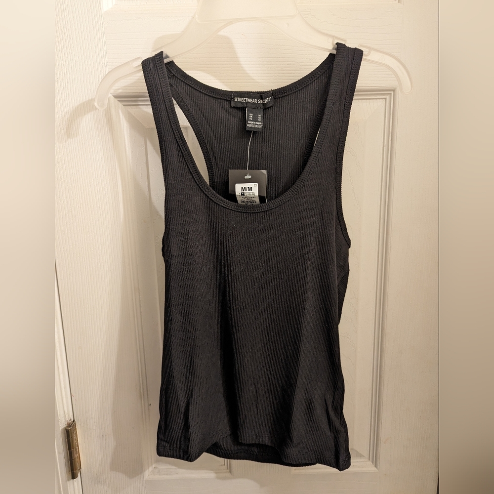 Women's Ribbed Black Tank - US Medium